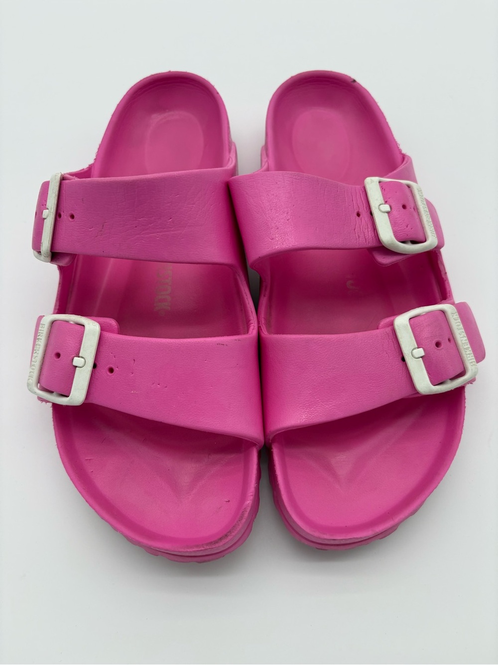 Birkenstock Women’s Hot Pink Double Buckle Slides Sz 38